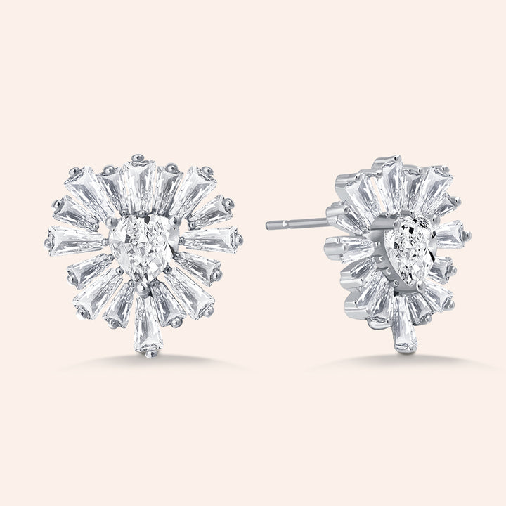 Radiant Elegance Baguette Cluster Stud Earrings