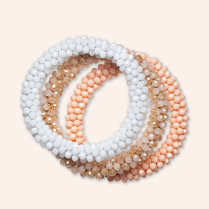 Set To Bloom Three Handcrafted Beaded Stretch Bracelets