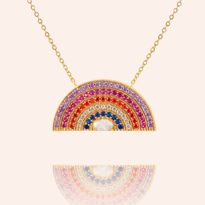 Inner Beauty Pave Rainbow Pendant Necklace