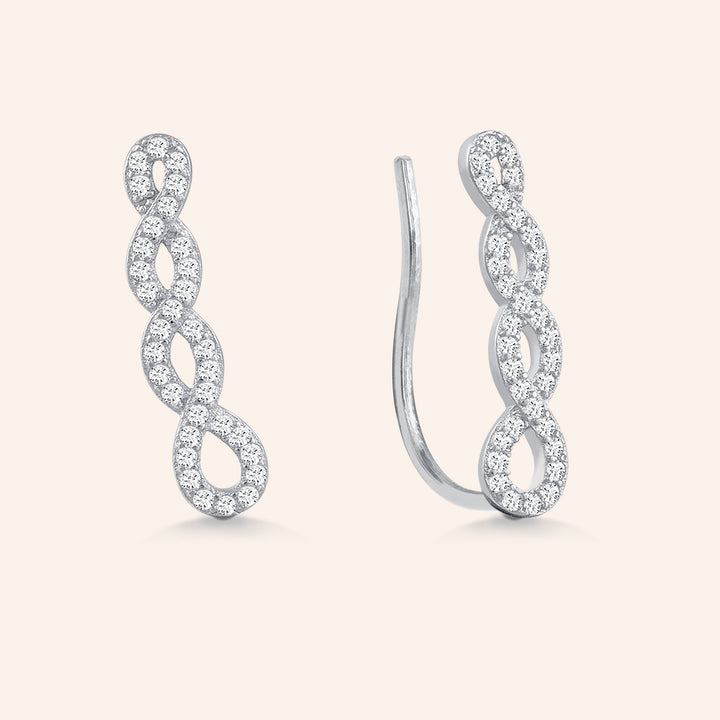 Voyage Sterling Silver 1.0CTW Pave Climber Earrings