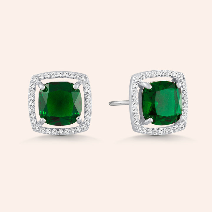 Jemma Cushion Cut Halo Stud Earrings