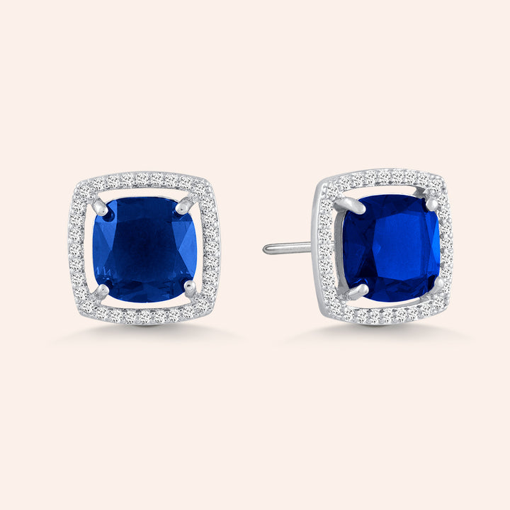 Jemma 0.9CTW Square Cushion Cut Halo Stud Earrings