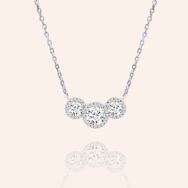 Rendezvous 3.2CTW Round Cut Trio Halo Pendant Necklace