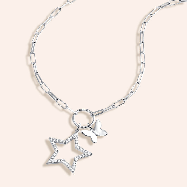 Free to Shine Multi Charm Necklace Set - Open Star & Butterfly Charms