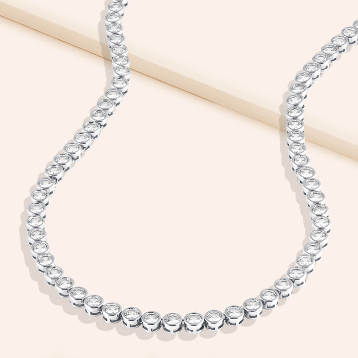 Milestone Shine 7.7CTW Round Cut Bezel Set Tennis Necklace