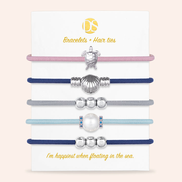 Floating in the Sea Hair Ties & Bracelet Jewels - Set of 5