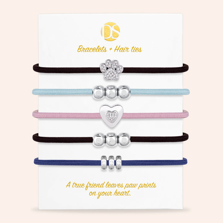 True Furry Friend Hair Ties & Bracelet Jewels - Set of 5