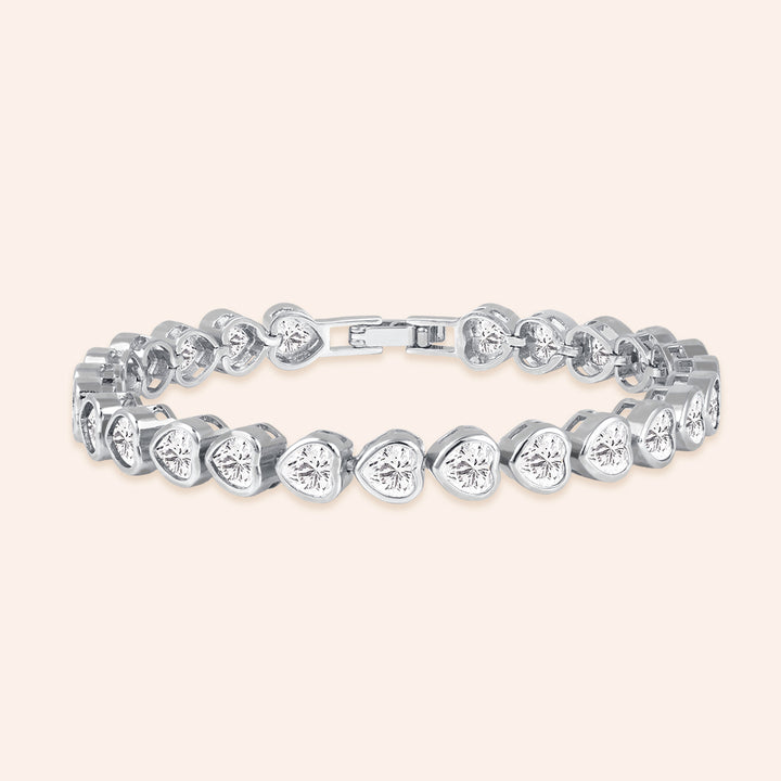 Bella Hearts Tennis Bracelet - Includes Extender