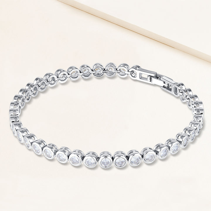 Milestone Shine 3.7CTW Round Cut Bezel Set Tennis Bracelet - Includes Extender