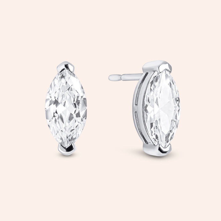 Iris Sterling Silver Marquise Stud Earrings