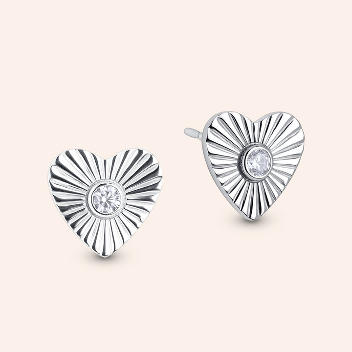 Charmaine Sterling Silver Heart Stud Earrings