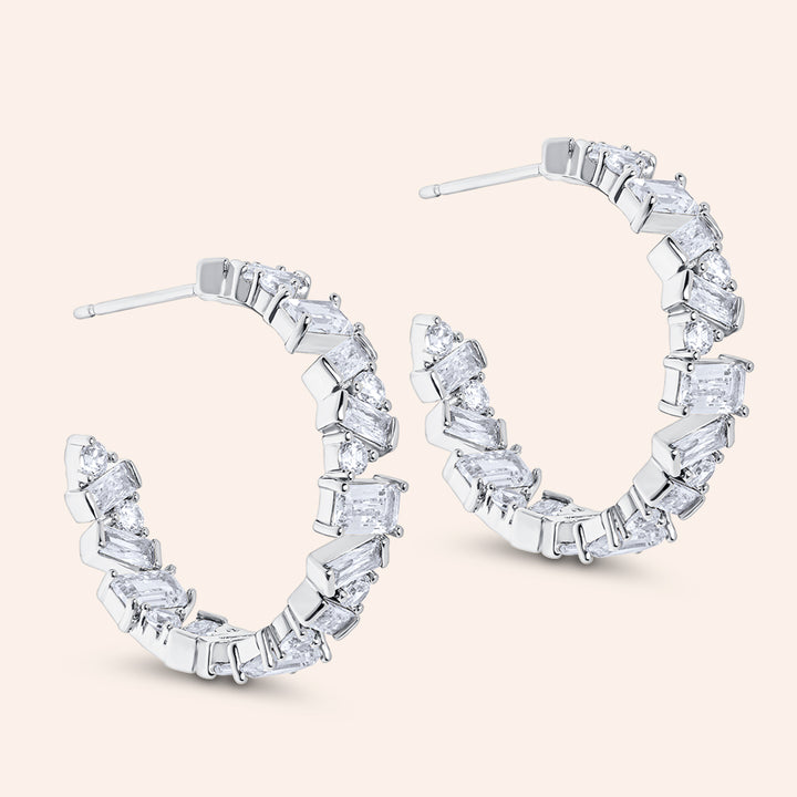 Celine Baguette 1" Hoop Earrings