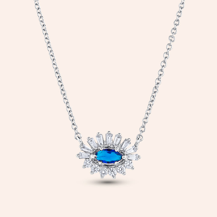 Clairvoyance Baguette Evil Eye Pendant Necklace