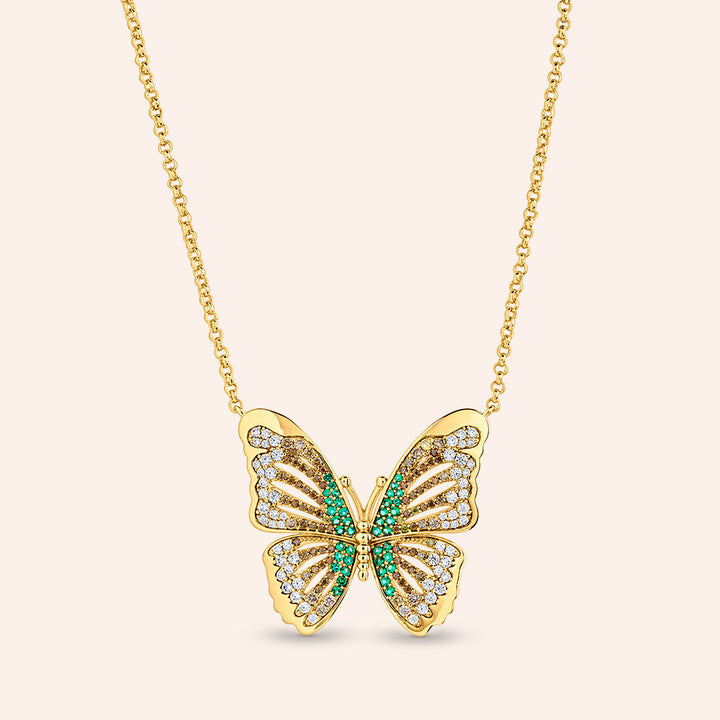 Valeria Pave Butterfly Pendant Necklace