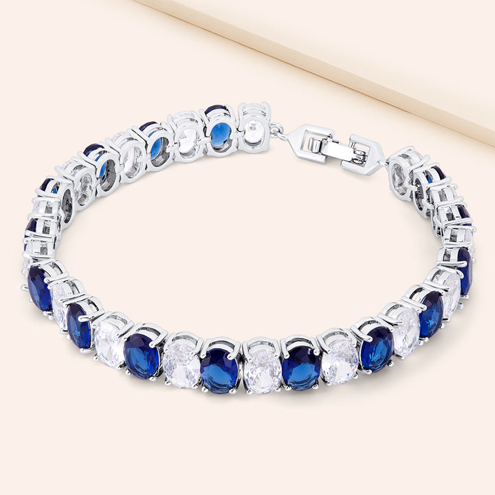 Azure Duet 40CTW Prong Set Oval Cut Two-tone Tennis Bracelet - Includes Extender