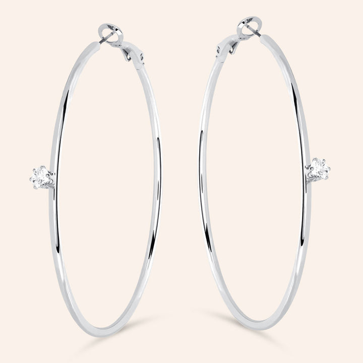 Maya Solitaire 2.4" Hoop Earrings