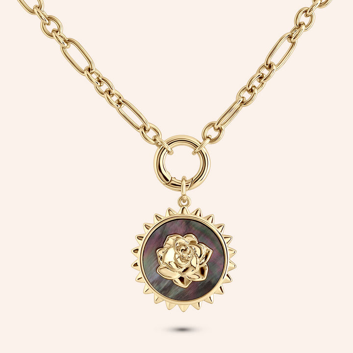 Gold Honor Medallion Link Chain Necklace