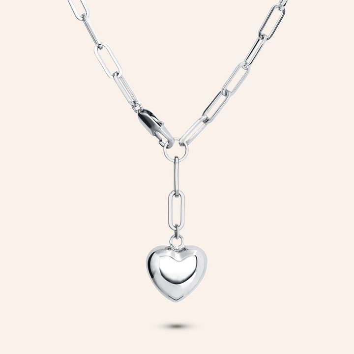 Heartfelt High Polished Heart Lariat Necklace