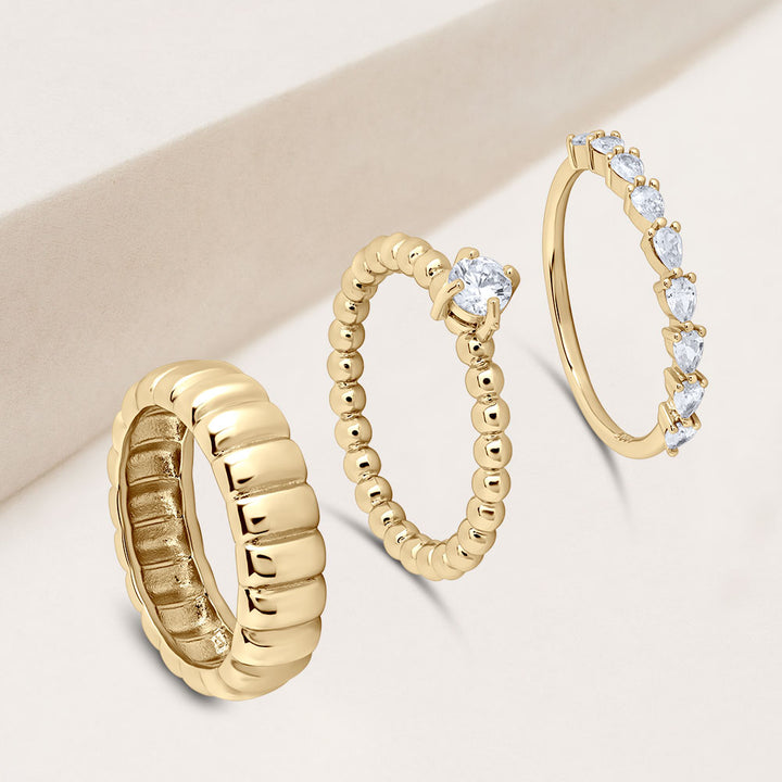 Threefold Elegance  Set of Three Stackable Rings